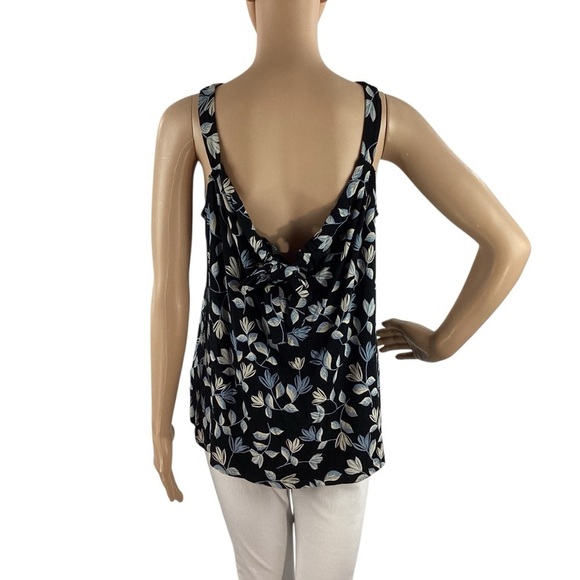 J.Jill Wearever Floral Sleeveless Tank Top Black Multicolor Drape Back Small - Picture 5 of 7